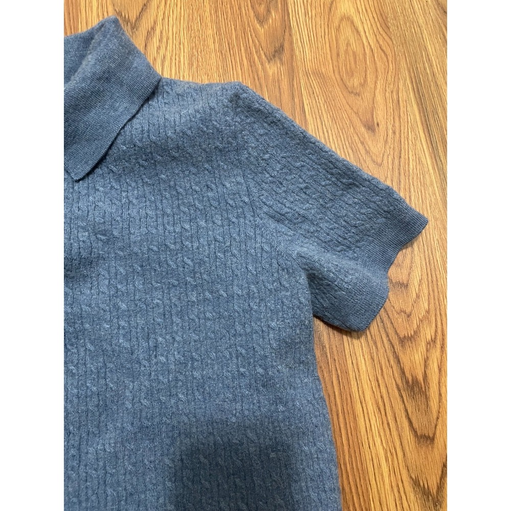 Grayson & Dunn Polo Mens Small Merino Wool Textured Knit Blue Slim Fit - Picture 4 of 9